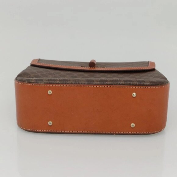 CELINE Macadam Canvas Hand Bag PVC Leather Brown Gold - Picture 5 of 15